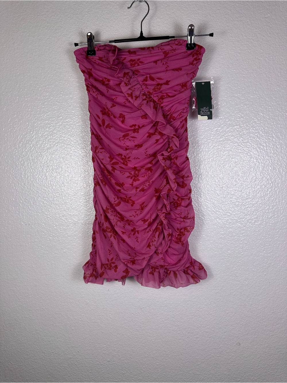 Wild Fable Pink/Red Floral Ruched Ruffle
Chiffon Dress Lined Stretch XS